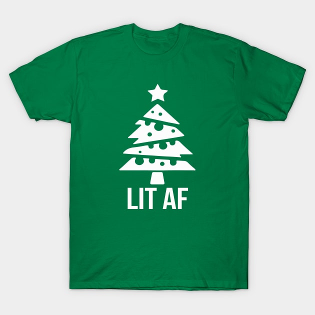 LIT AF | Funny Christmas Lights Humor Gift Idea T-Shirt by MerchMadness